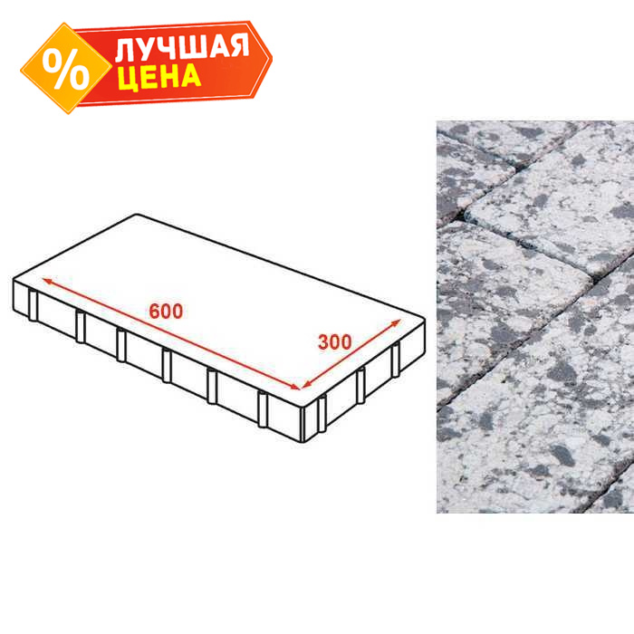 Плита тротуарная Готика Granite FINERRO, Диорит 600x300x80 мм